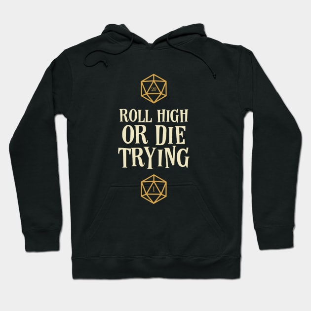 Roll High or Die Trying Tabletop RPG Hoodie by pixeptional